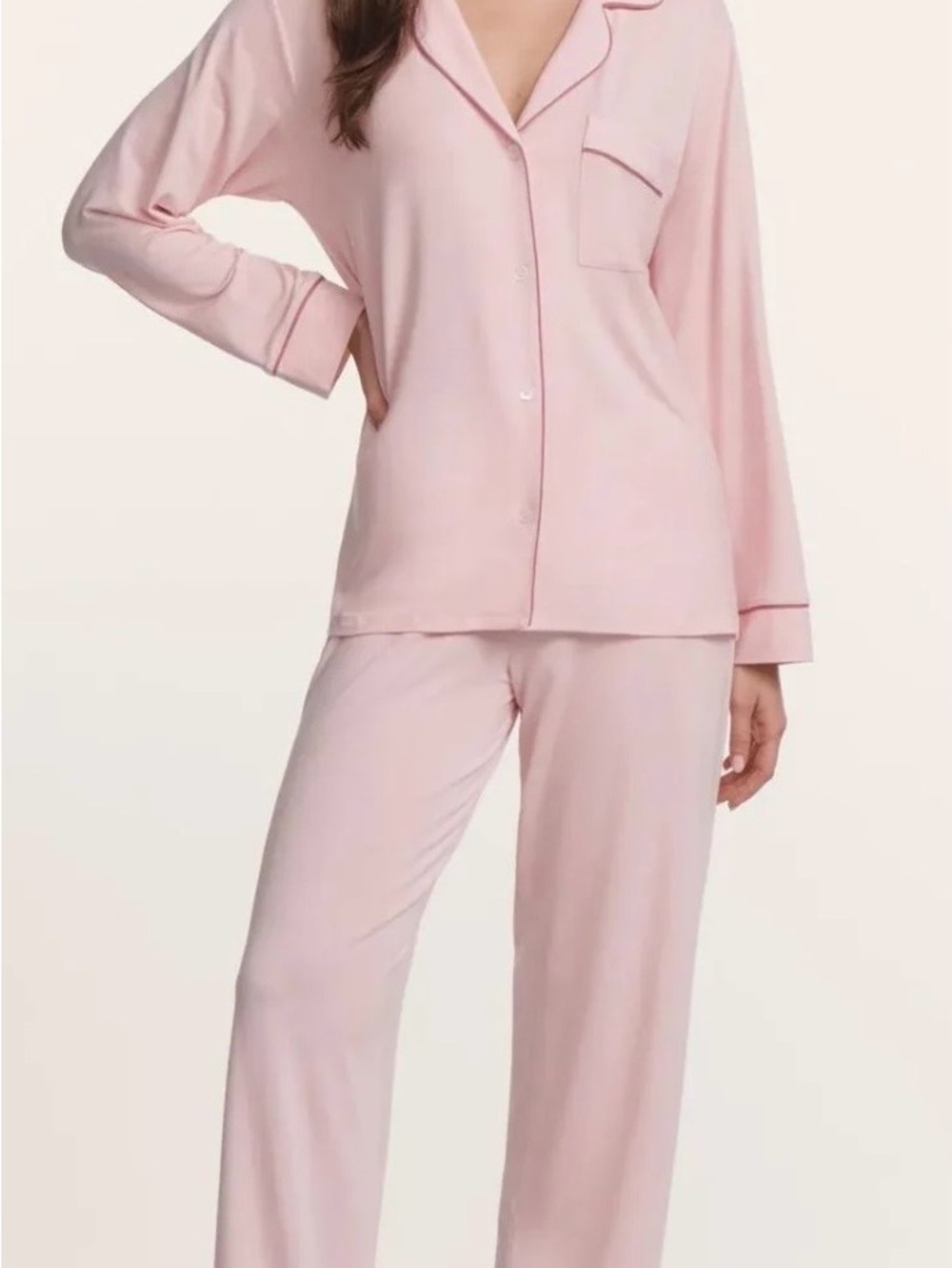 Eberjey Gisele TENCEL Modal Long PJ Set Pale Pink Women’s size XS NWT!